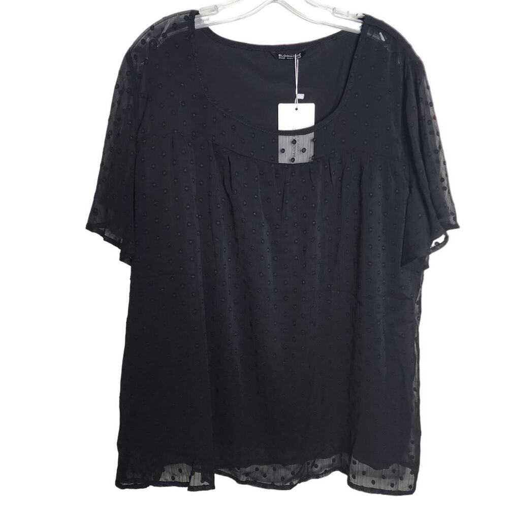 BloomChic Swiss Dot Black Blouse, NWT, 2X